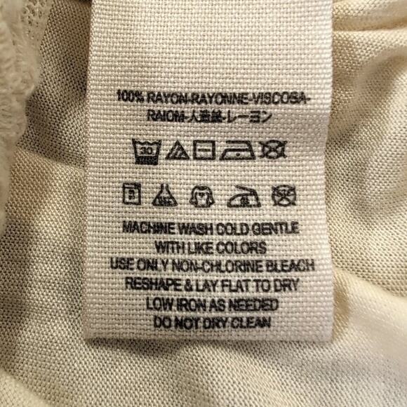 Free People Ann's Ruched Short Sleeve Scoop Neck Flowy Cream Top, Size L - Picture 5 of 11